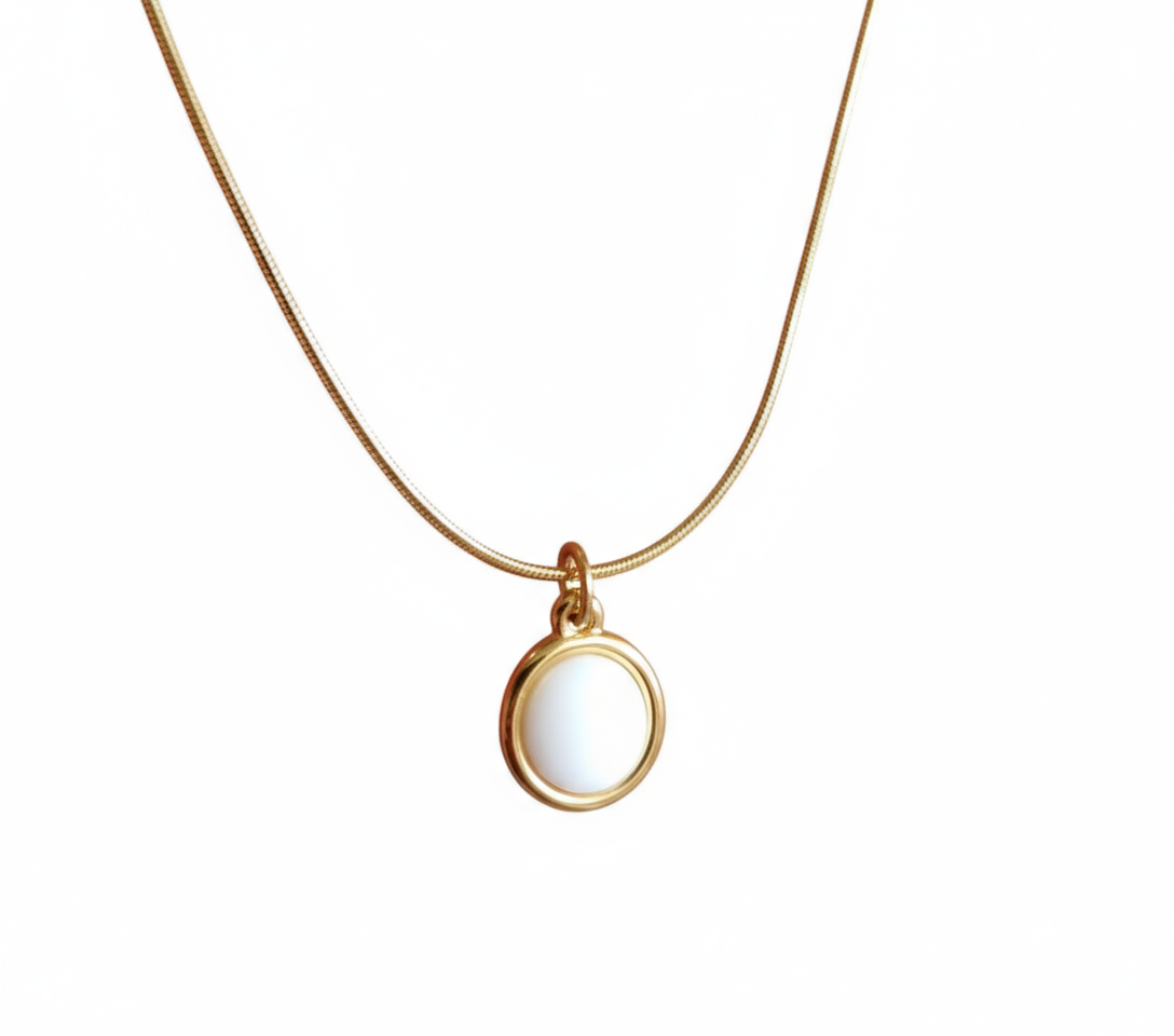 Round Gold-Tone Opalite Pendant Necklace - Gift Era Shore
