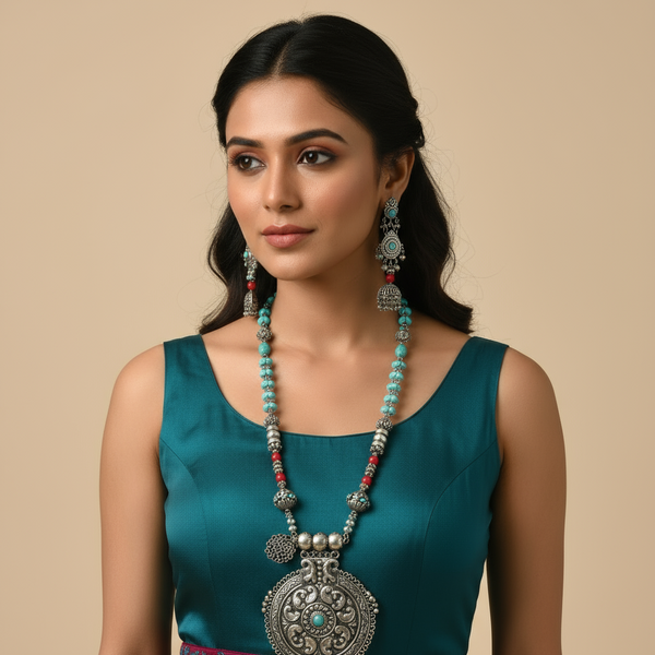 Oxidized Elephant Motif Choker Set