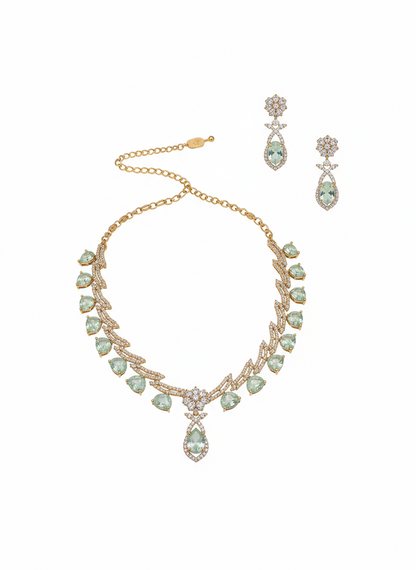 Dazzling Clear AD Teardrop Necklace Set - Gift Era Shore