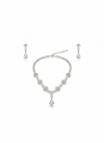 Floral Diamond-Look AD Stone Necklace Set - Gift Era Shore