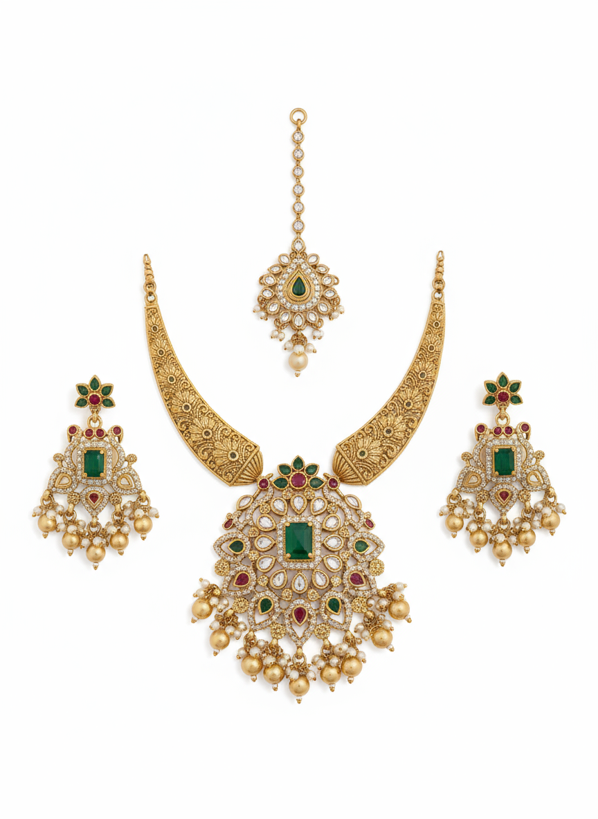 Traditional Gold-Plated Temple Jewelry Set - Gift Era Shore