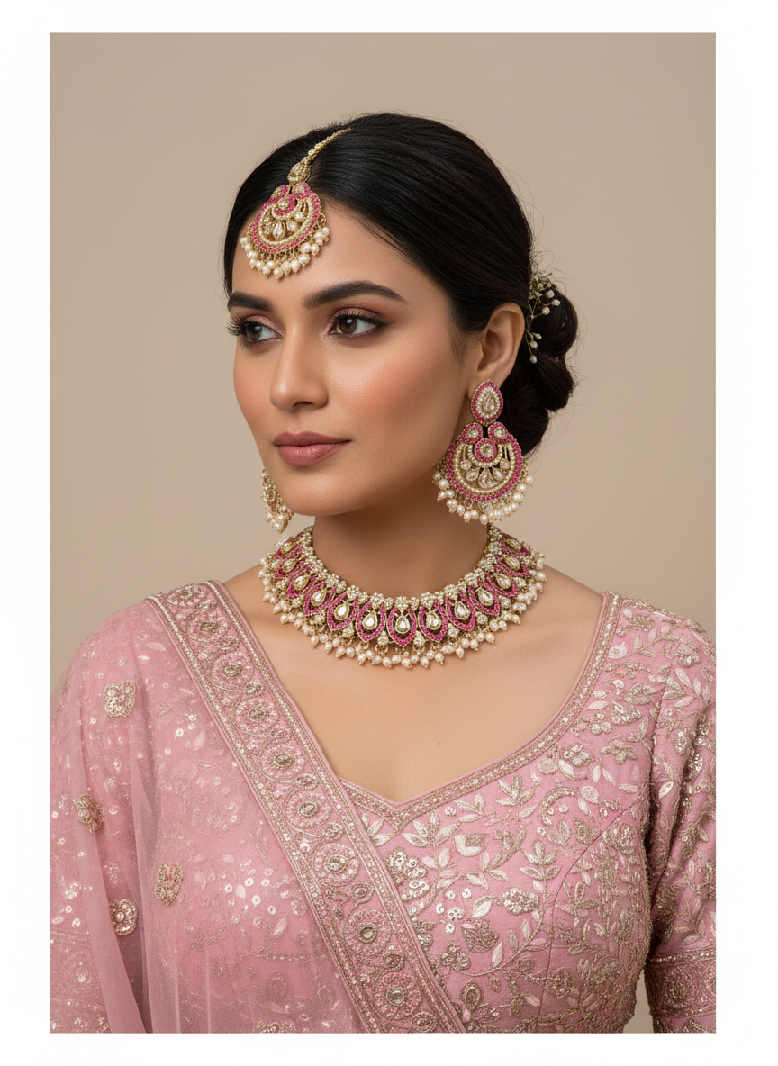 Elegant Kundan & Pearl Choker Set - Multi-Color - Gift Era Shore