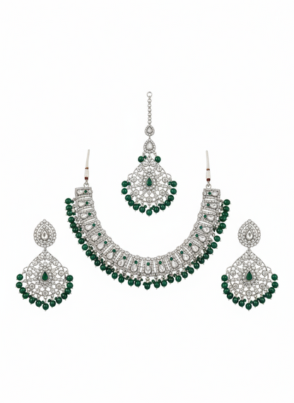 Emerald Green Bead Kundan Bridal Choker Set - Gift Era Shore