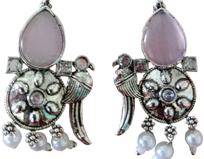 Aqua Blue Bird and Teardrop Dangler Earrings