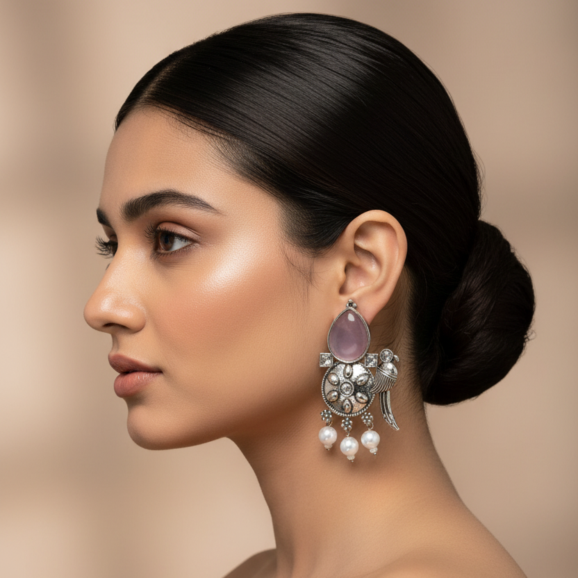 Aqua Blue Bird and Teardrop Dangler Earrings