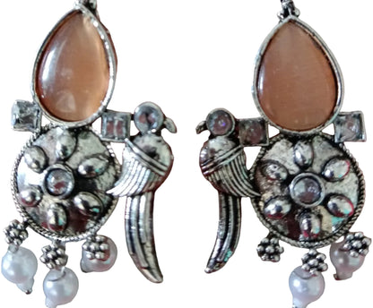 Aqua Blue Bird and Teardrop Dangler Earrings