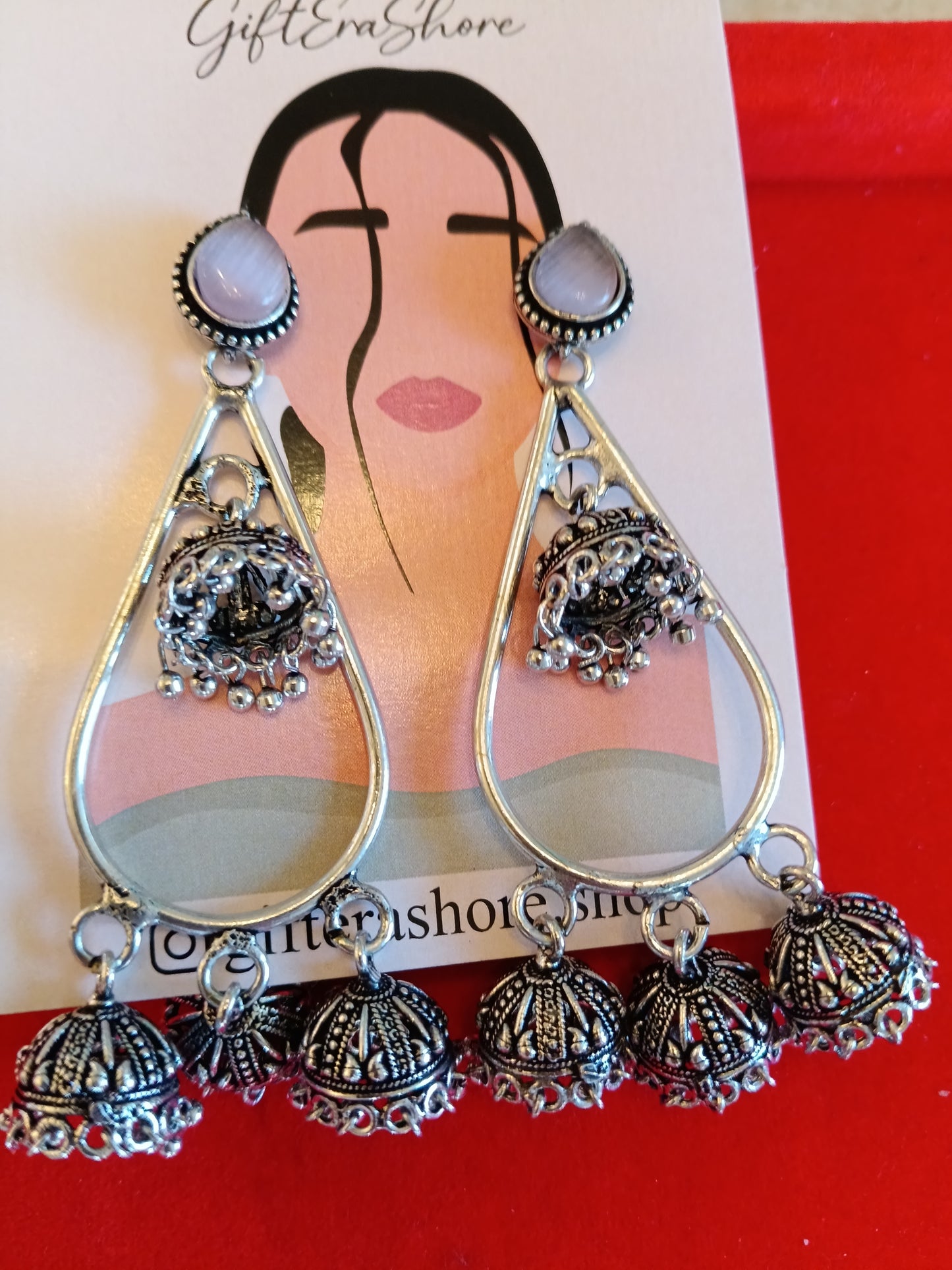 Lavender Open Teardrop Frame Jhumka Dangler Earrings