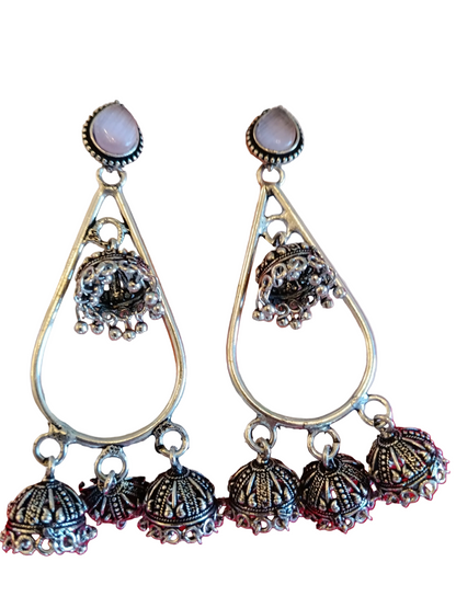Lavender Open Teardrop Frame Jhumka Dangler Earrings