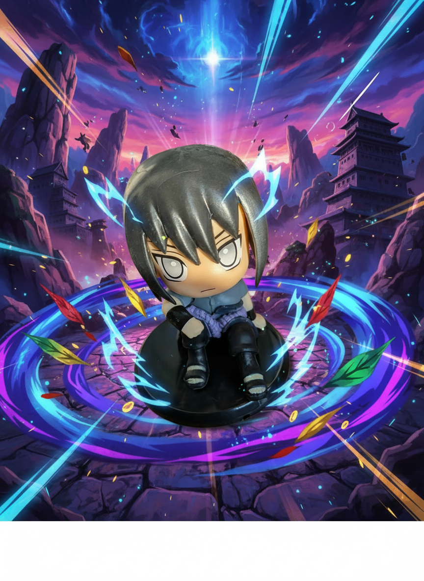 Naruto Shippuden Sasuke Uchiha Chibi Figure Collectible (Sitting)