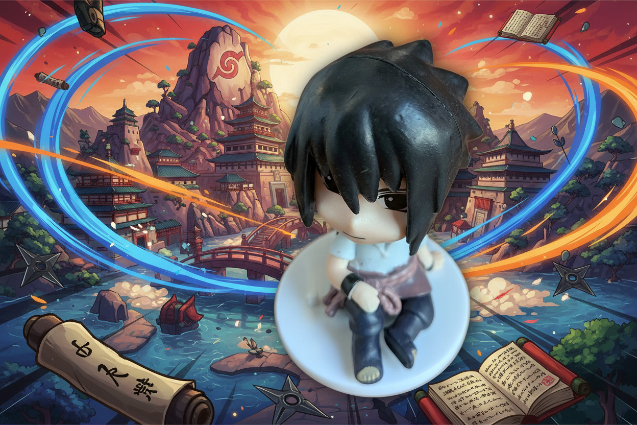 Naruto Shippuden Sasuke Uchiha Chibi Figure (Sitting White Shirt)