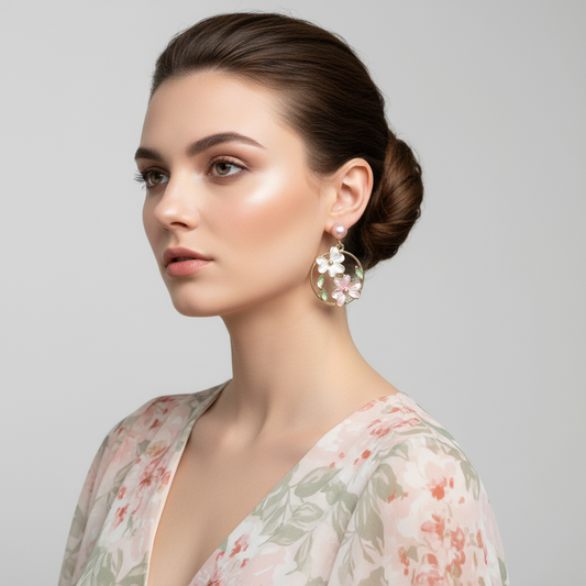 Enamel Minakari Anti Tarnish Earrings - Perfect for Office and Casual Wear