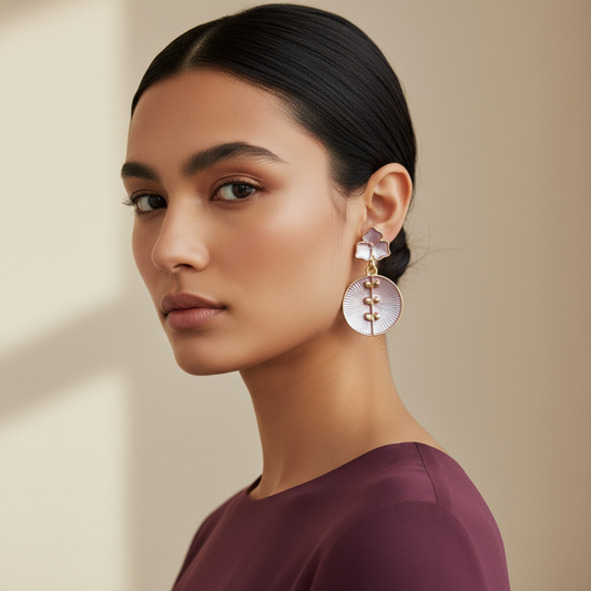 Enamel Minakari Anti Tarnish Earrings - Perfect for Office and Casual Wear