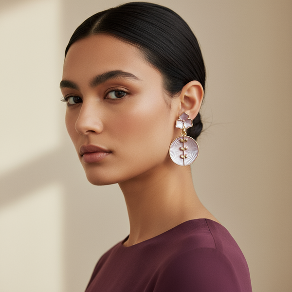 Enamel Minakari Anti Tarnish Earrings - Perfect for Office and Casual Wear